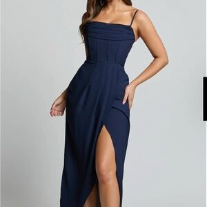 Showpo Elegant Navy Asymmetrical Dress